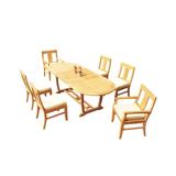 Grade-A Teak Dining Set: 6 Seater 7 Pc: 94 Mas Oval Trestle Leg Table And 6 Osborne Chairs (2 Arm & 4 Armless Chairs) Patio WholesaleTeak #51OS1307
