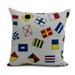 Simply Daisy 16 x 16 Multi All Over Toss Larger Geometric Print Outdoor Pillow Red