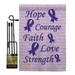 Breeze Decor BD-ST-GS-115091-IP-BO-D-US12-BD 13 x 18.5 in. Hope Faith Courage Purple Inspirational Support Impressions Decorative Vertical Double Sided Garden Flag Set with Banner Pole
