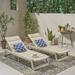 Cullen Outdoor Wood and Iron Chaise Lounges Set of 2 Light Gray and Gray