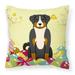 Carolines Treasures BB6043PW1818 Easter Eggs Appenzeller Sennenhund Fabric Decorative Pillow 18H x18W multicolor