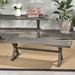 Noble House Landau Modern Outdoor Aluminum Dining Bench in Dark Gray