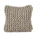 SARO 18 in. Square Chunky Cable Knit Design Accent Cushion Wool Down Filled Throw Pillow Fog