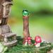 Mini Garden Mushroom Statuary & Mushroom Adorned Gazing Ball on Stand Set of 2