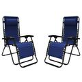 Caravan Sports Zero Gravity Outdoor Folding Lounge Chair Blue (2 Pack)