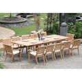 Teak Dining Set:10 Seater 11 Pc - Very Large Atnas 118 Premium Dining Table and 10 Arbor Stacking Arm Chairs Outdoor Patio Grade-A Teak Wood WholesaleTeak #WMDSABk