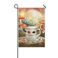 MYPOP Fantasy Scenery with a Cup and Colorful Mushrooms Yard Garden Flag 12 x 18 Inches