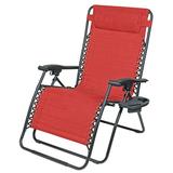 Woodard Outdoor Zero Gravity Steel Chair With Cupholders Deep Red