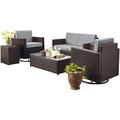 Crosley Palm Harbor 5 Piece Wicker Patio Sofa Set in Brown and Gray