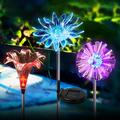 Outdoor Solar Garden Lights - 3 Pack Solar Powered Garden Stake Lights with a Purple LED Light Stake Multi-color Changing LED Solar Stake Lights for Garden Patio Backyard