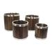 Leisure Season 14 Round Wood Planter with Stainless Steel Trim in Dark Brown