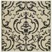 SAFAVIEH Courtyard Dara Damask Indoor/Outdoor Area Rug 6 7 x 6 7 Square Sand/Black