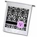 Personal initial V monogrammed pink black and white damask pattern girly stylish personalized letter 12 x 18 inch Garden Flag fl-154397-1