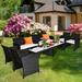 Gymax 8PCS Rattan Patio Conversation Set Outdoor w/ Coffee Table Cushioned Sofa