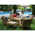 WholesaleTeak Outdoor Patio Grade-A Teak Wood 7 Piece Teak Sofa Set - 4 Lounge Chairs 2 Ottomans and 36 Round Coffee Table -Furniture only --Giva Collection #WMSSGV6