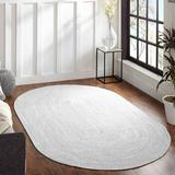 Superior Two-Toned Braided Indoor/ Outdoor Area Rug Slate/ White 4 x 6