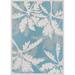 Couristan 2.25 x 7.8 Ivory and Turquoise Blue Contemporary Rectangular Outdoor Area Throw Rug