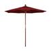 California Umbrella MARE758-F13 7.5 ft. Wood Market Umbrella Pulley Open Marenti Wood-Olefin-Red