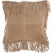 Mina Victory Couture Nat Hide Fringe Borders Beige 18 x 18 Throw Pillow