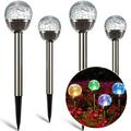 Solar Garden Lights Outdoor 4-Pack Solar Globe Light Stakes Color-Changing LED Landscape Decorative Pathway Lighting Auto On/Off Dusk to Dawn Solar Powered Halloween Christmas Path Light