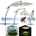 9 ft Cantilever Solar Powered LED Light Patio Offset Hanging Umbrella Outdoor Garden Ecru