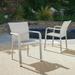 GDF Studio Dylan Outdoor Wicker Armed Stack Chairs with an Aluminum Frame Set of 2 Chateau Grey