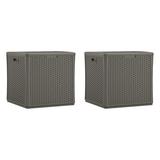 Suncast 60 Gallon Resin Outdoor Patio Storage Cube Deck Box Stoney (2 Pack)