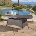 Ramsey Outdoor Oval Wicker Dining Table Multi Brown