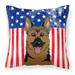 American Flag and German Shepherd Fabric Decorative Pillow