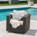 Cascada Outdoor Wicker Swivel Club Chair with Cushions Dark Brown Beige