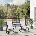 Outsunny Mesh Outdoor Patio Folding Rocking Chair Set Porch Lawn Furniture