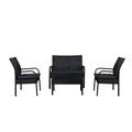 4-Piece Outdoor Patio Modern Sofa Conversation Set Black/Gray