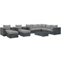 Modern Contemporary Urban Design Outdoor Patio Balcony Garden Furniture Lounge Sectional Sofa Set Sunbrella Rattan Wicker Grey Gray