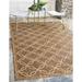Unique Loom Spiral Indoor/Outdoor Trellis Rug Light Brown/Brown 4 1 x 6 1 Rectangle Geometric Contemporary Perfect For Patio Deck Garage Entryway