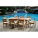 Teak Dining Set:8 Seater 9 Pc - 94 Rectangle Table And 8 Travota Stacking Arm Chairs Outdoor Patio Grade-A Teak Wood WholesaleTeak #WMDSTV8