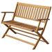 Anself Folding Outdoor Garden Bench Wooden Patio Porch Chair Seat with Backrest and Armrest Solid Acacia Wood Courtyard Decoration Park Outdoor Furniture