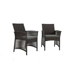 Baner Garden 2 Piece Outdoor Steel Frame Sofa Set Rattan Furniture Arm Chairs with Cushions