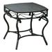 Pemberly Row Wicker and Metal Patio Side Table in Antique Black