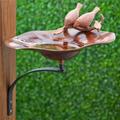 Achla BB-02AB-RM Antiqued Birdbath with Birds with Rail Mount Bracket Copper & Black