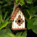 Glitzhome 9.06 Tall Distressed Rustic Outdoor Garden Solid Wood Birdhouse