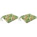 Jordan Manufacturing 17 x 19 Enzel Linen Multicolor Animal Rectangular Outdoor Chair Pad Seat Cushion with Ties (2 Pack)