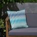 Amelia Outdoor Geometric 17.75 Water Resistant Fabric Square Cushion Cream Dark Teal Turquoise Light Blue