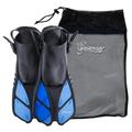 Seavenger Torpedo Swim Fins | Travel Size | Snorkeling Flippers With Mesh Bag For Women Men And Kids (Blue L/XL)