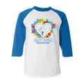 Shop4Ever Men s Autism Awareness Hands Puzzle Heart Raglan Baseball Shirt X-Small White/Blue