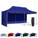 Blue 10x20 Instant Canopy Tent and 2 Side Walls - Commercial Grade Aluminum Frame with Water-Resistant Canopy Top and Sidewall - Bag and Stake Kit Included (5 Color Options)