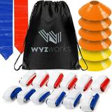 WYZworks 12 Player 3 Flag Football Kit Set - 12 Belts with 36 Flags + Bonus 6 Cones + Travel Bag