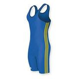 adidas Wrestling 3 Stripes Singlet (Royal/Gold Adult S)