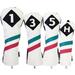 Majek Golf Vintage Headcovers White Seafoam Teal Pink Stripe Premium Retro Leather Style 1 3 5 H Driver Fairway Hybrid Head Covers Fits 460cc Drivers and Modern Metal Woods Custom Design in California