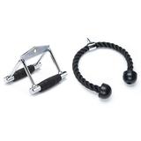 Black Mountain Products Cable Exercise Machine Attachment Combo - V Bar and Tricep Rope
