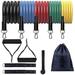 11 PCS Resistance Bands Set for Fitness Exercise Yoga Pilates Abs Tube Workout